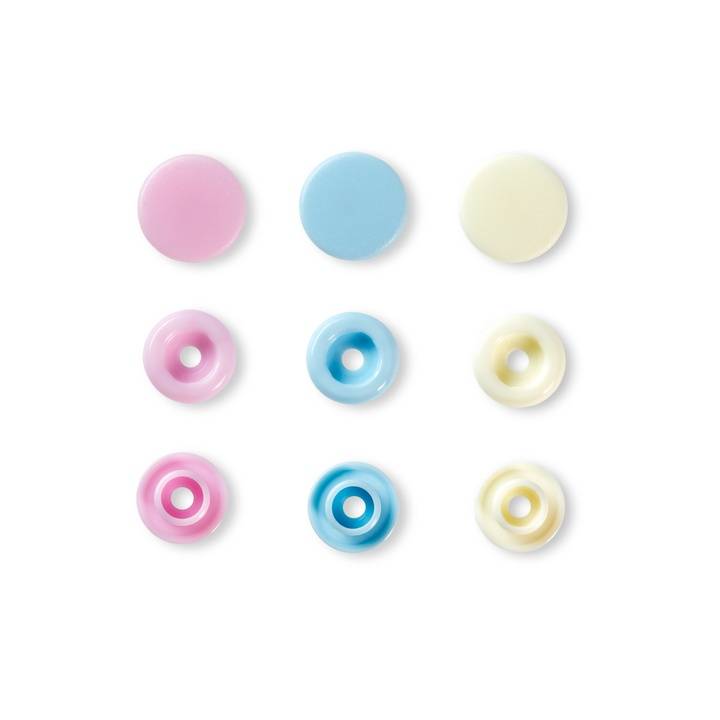 Color snap fastener, Prym Love, 12.44 mm, rose/light blue/pearl