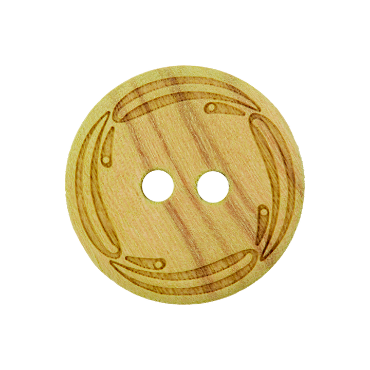 Wood button 2-holes, 23mm, light olive