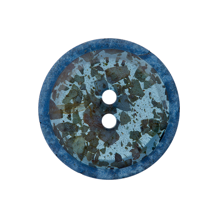 Tee/Polyesterknopf 2-Loch, recycelt, 23mm, blau