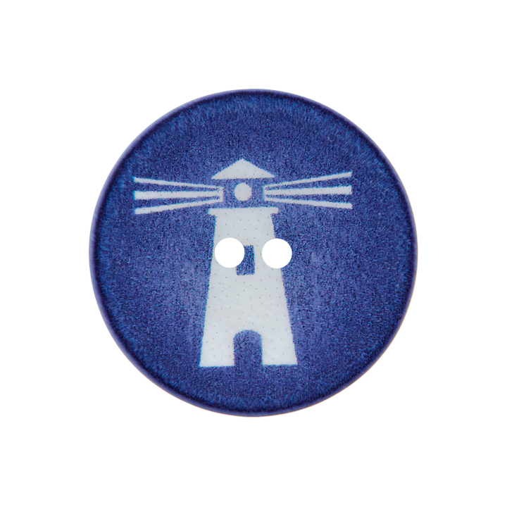 Polyester button 2-holes, Lighthouse, 20mm, navy
