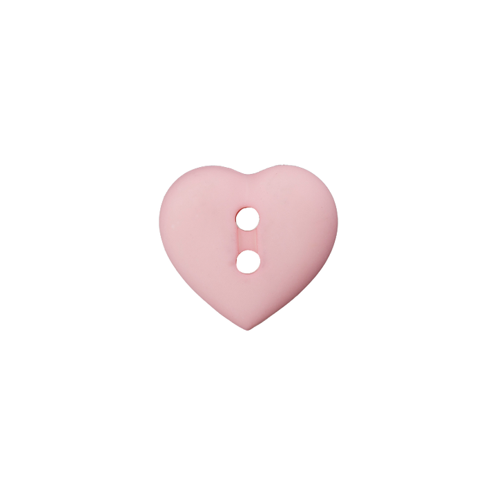 Bouton polyester 2-trous coeur 15mm rose