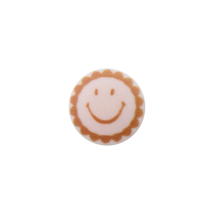 Bouton polyester pied, Smiley, 15mm, rose