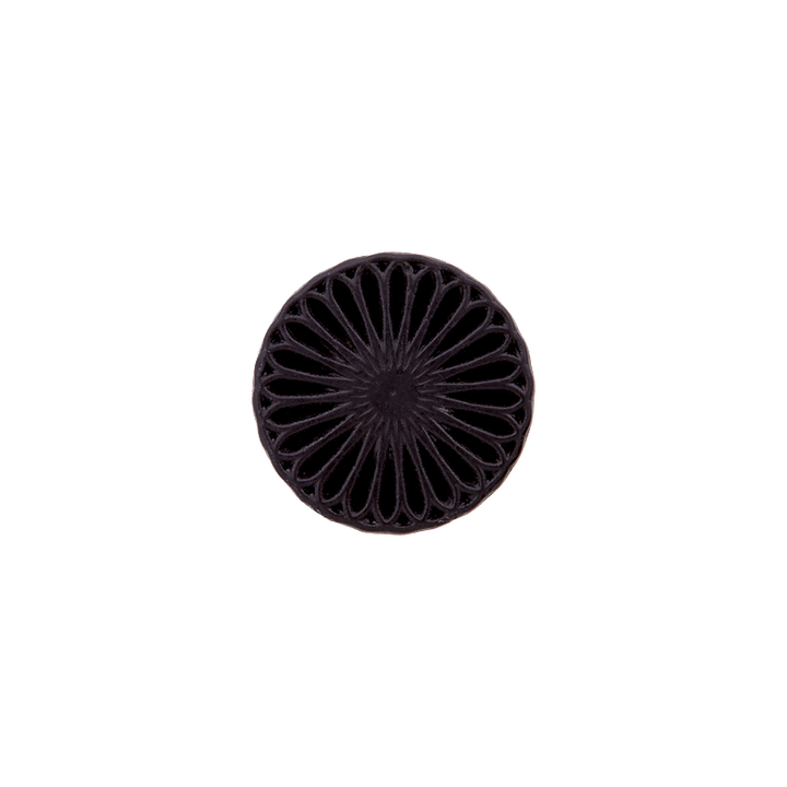 Metal button shank, Flower, 11mm, black copper