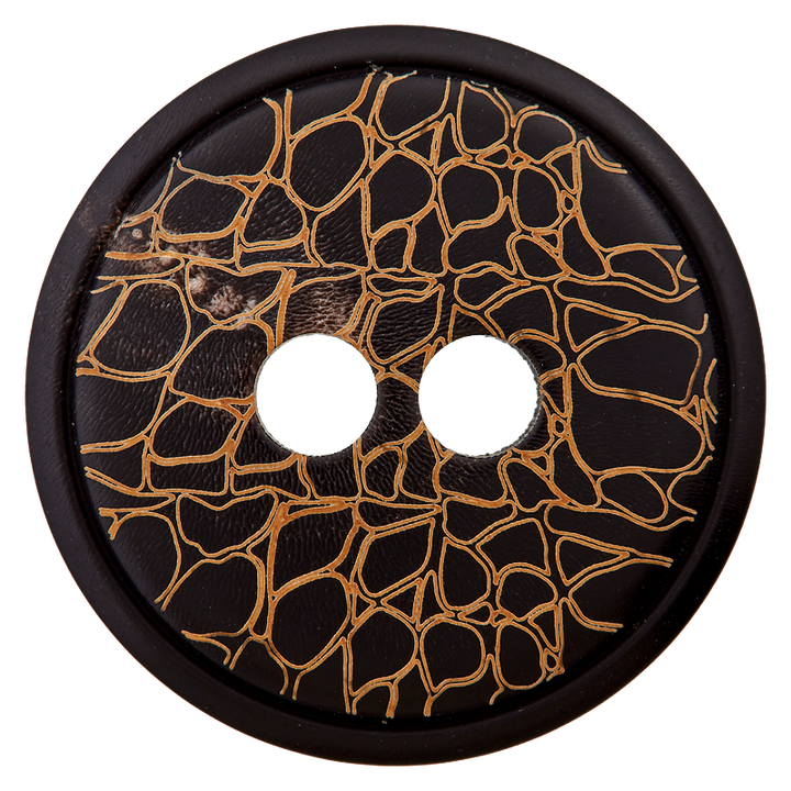 Horn button 2-holes, 28mm, dark brown