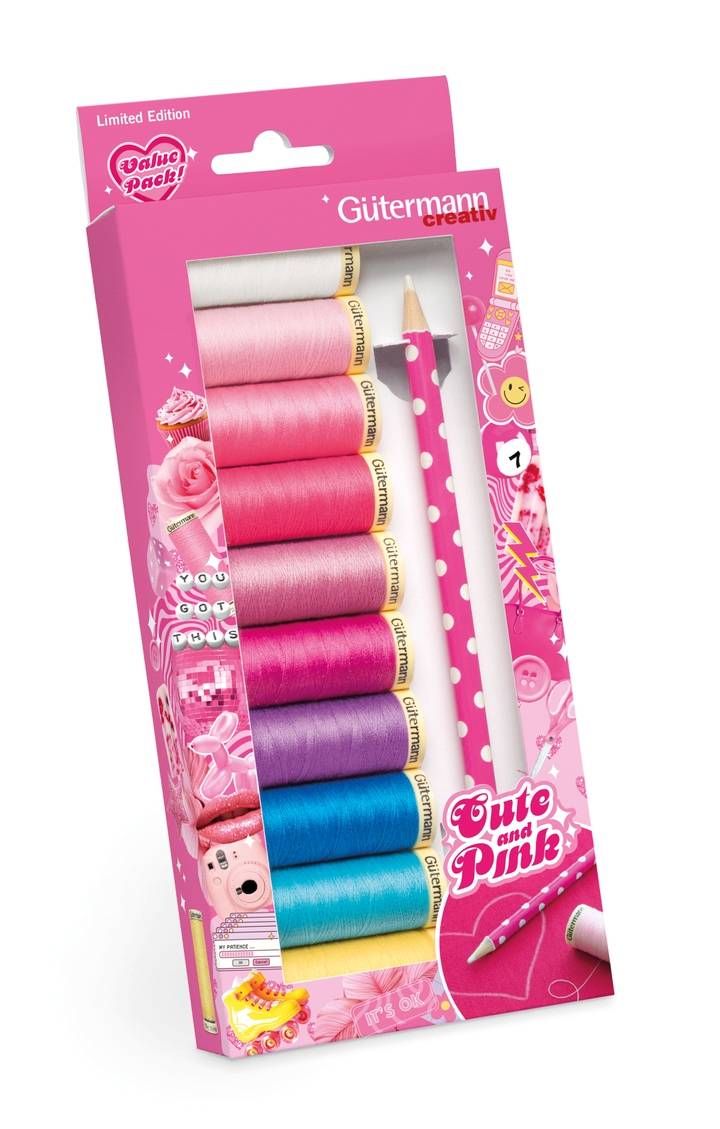 Sewing thread set Cute and Pink with Marking pencil