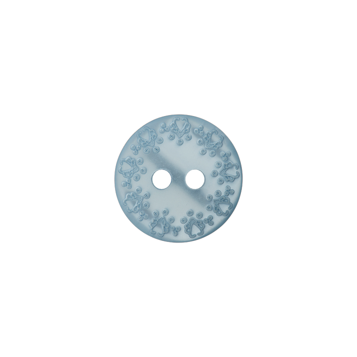 Polyester button 2-holes 14mm light blue