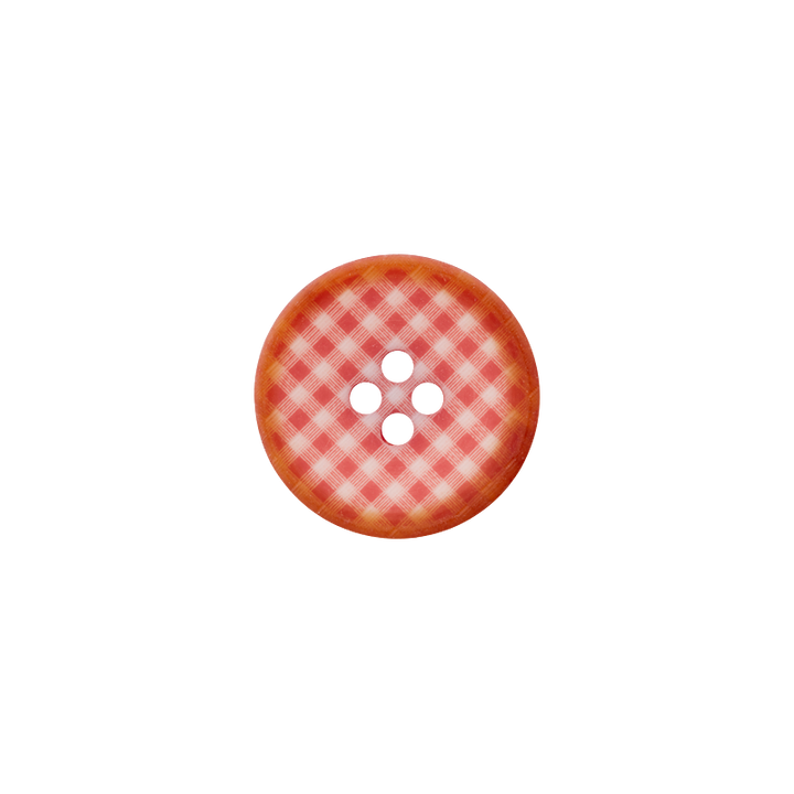 Polyester button 4-holes, Checks, 15mm, dark red