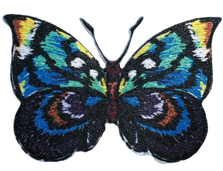 Motif décoratif Papillon adhésif/thermocollant, bleu/brun