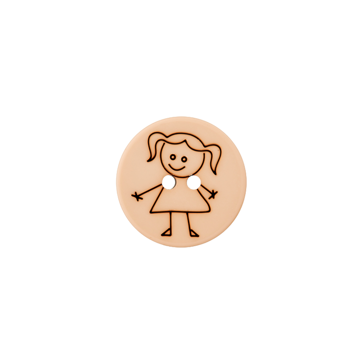 Пуговица «Девочка», из полиэстера, с 2 отверстиями, 15 мм, бежевый цвет