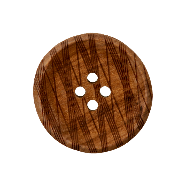 Wood button 4-holes, 25mm, medium brown