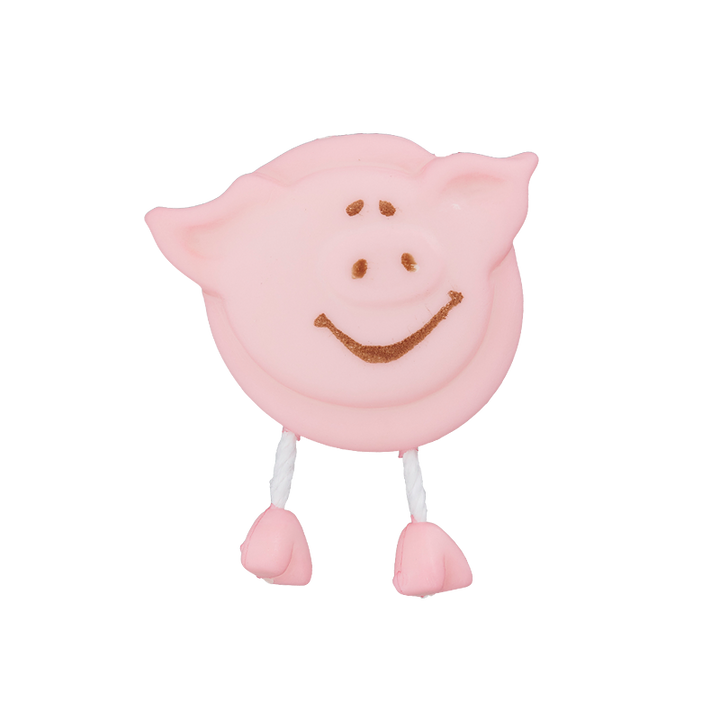 Polyesterknopf Öse, Schwein, 18mm, rosa