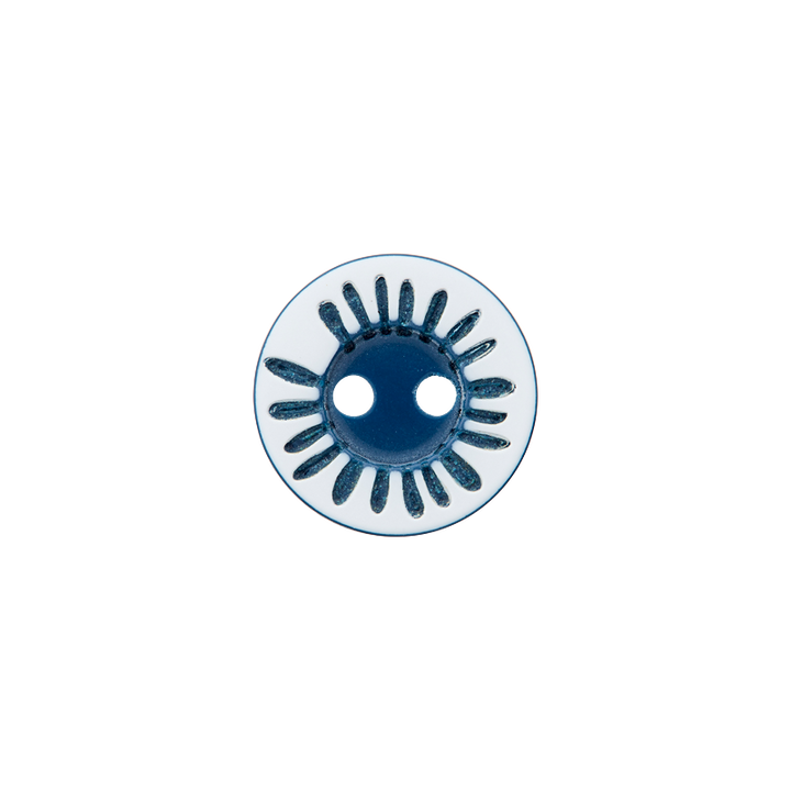 Polyester button 2-holes, Flower, 12mm, navy