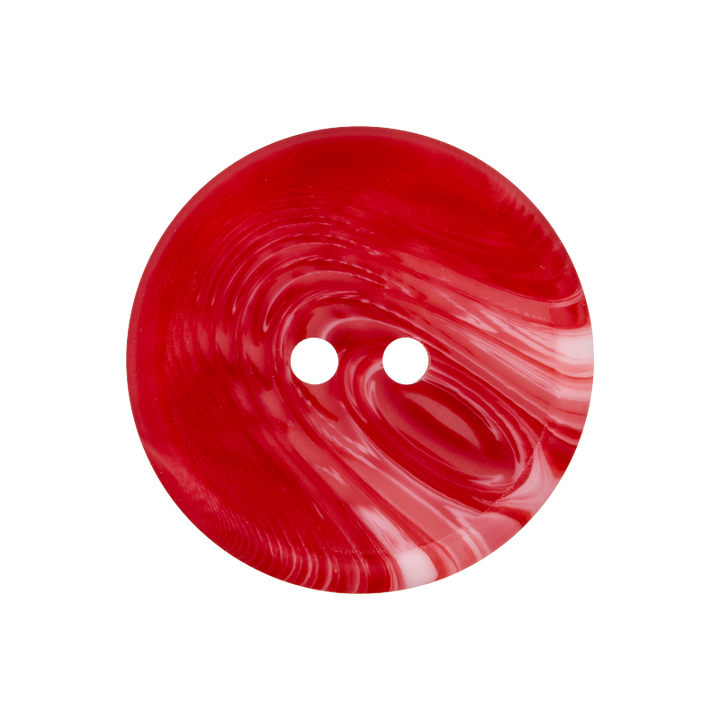 Bouton polyester 2-trous, avec structure, 20mm, rouge