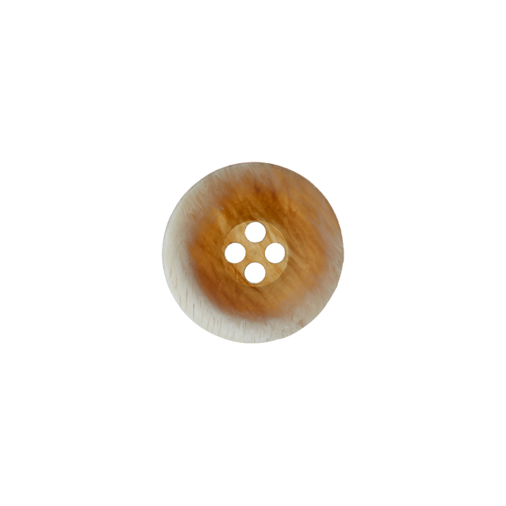 Polyesterknopf 4-Loch, 15mm, mittelbraun