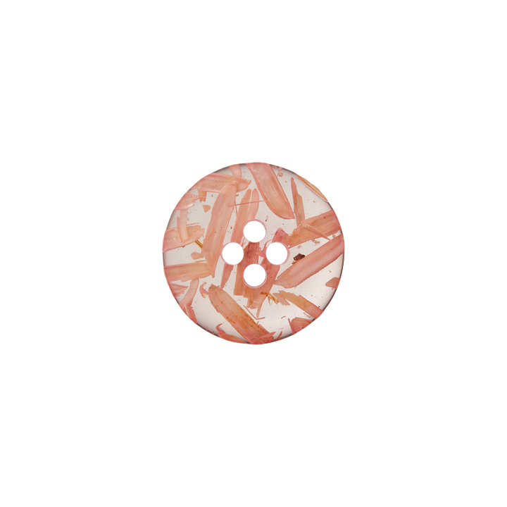 Reisschale/Polyesterknopf 4-Loch, 18mm, rosa