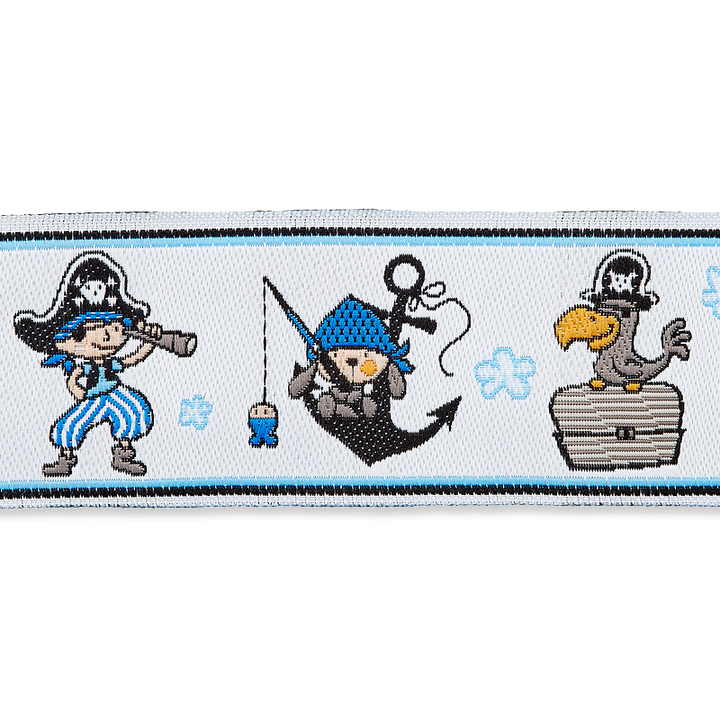 Жаккардовая тесьма «Пираты», 24 мм, синий цвет