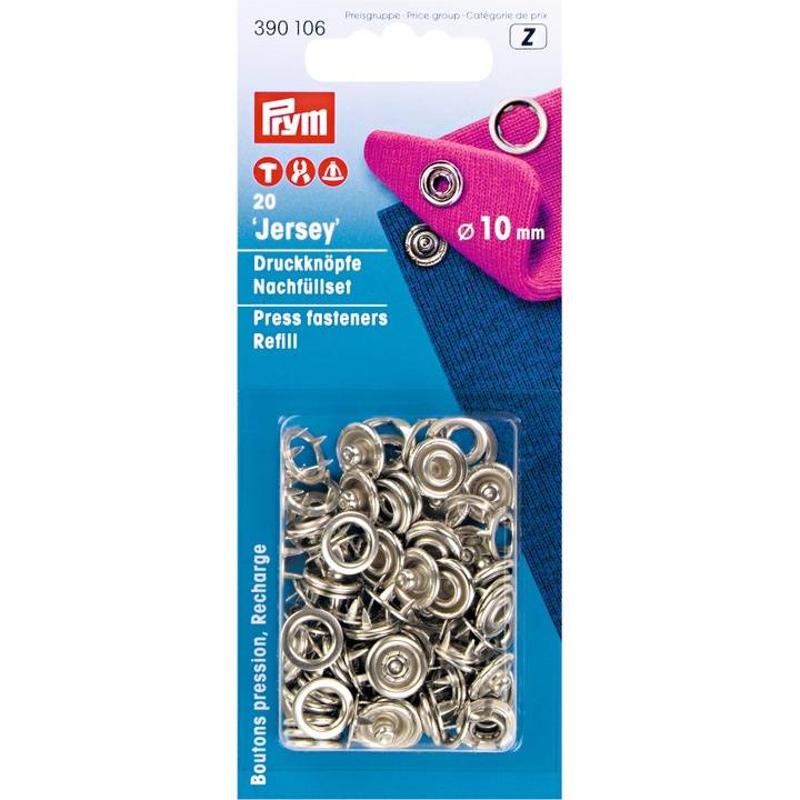 Non-sew refill for 390107, retaining ring, 10mm, silver-coloured
