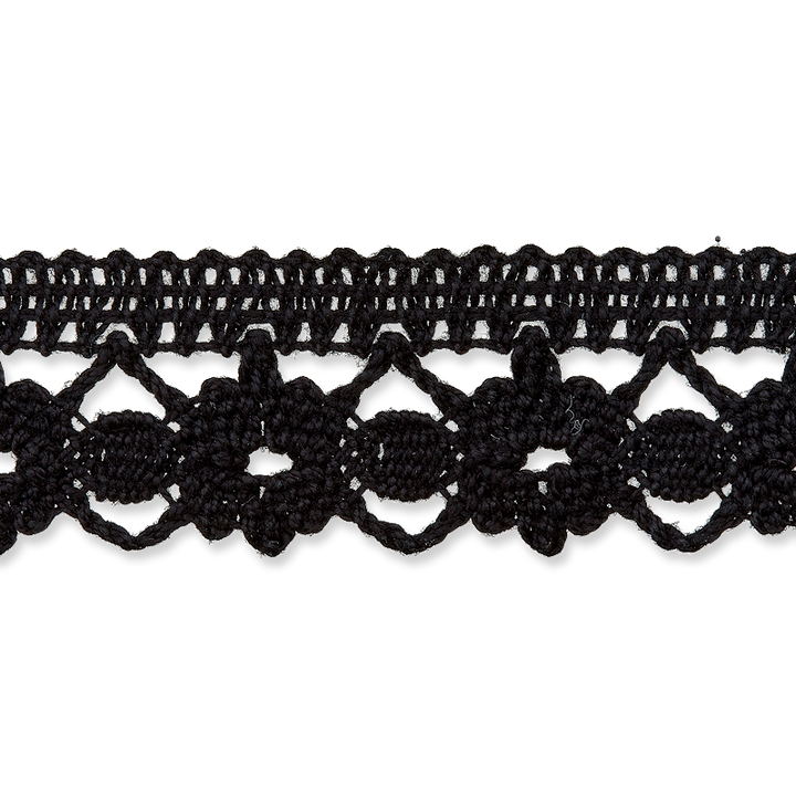 Коклюшечное кружево, 22 мм, черный цвет