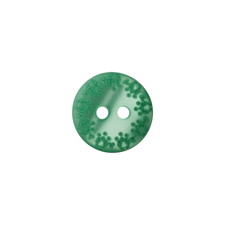 Polyester button 2-holes 14mm medium green