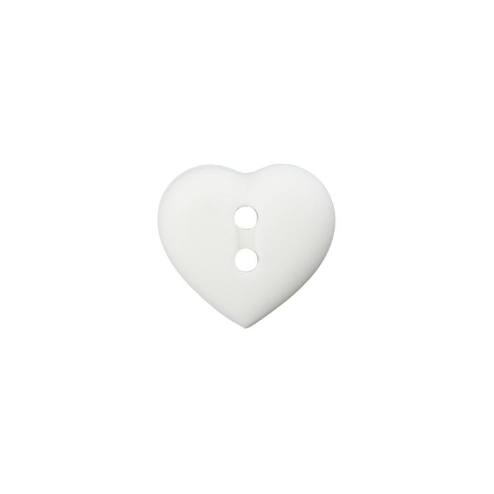 Пуговица «Сердце», из полиэстера, с 2 отверстиями, 12 мм, белый цвет