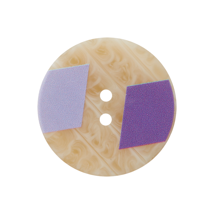 Bouton polyester 2-trous, 20mm, lilas/violet