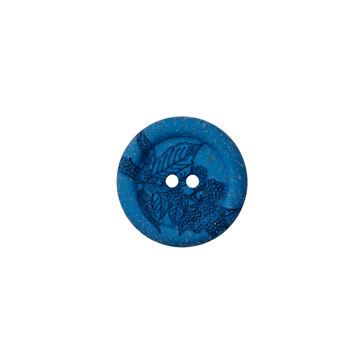 Bouton polyester 2-trous recyclé 18mm bleu