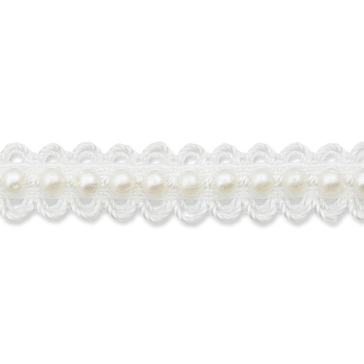 Ruban perlée élastique 12mm blanc