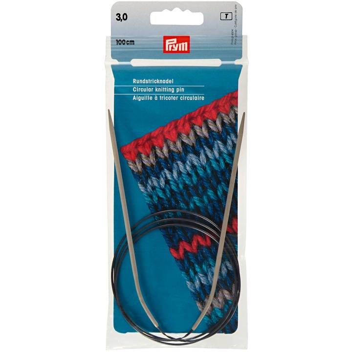 Circular knitting needles, aluminium, 100cm, 3.00mm, grey