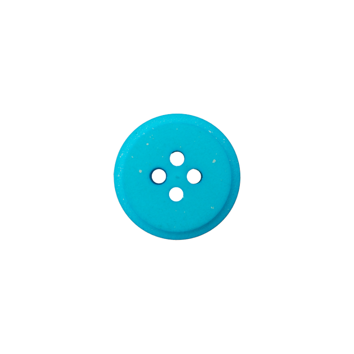 Polyester button 4-holes recycled 11mm light turquoise