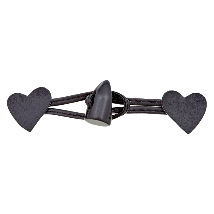 Dufflecoatverschluss, Herz, 110mm, schwarz