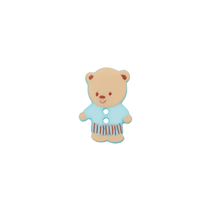 Пуговица «Медвежонок», из полиэстера, с 2 отверстиями, 15 мм, синий, светлый цвет