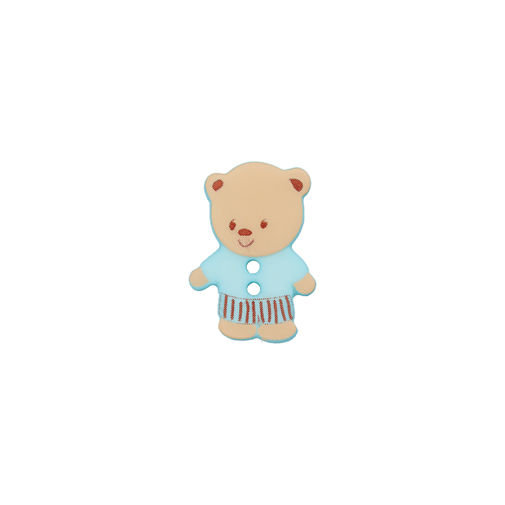 Polyester two-hole button Bear 15mm blue