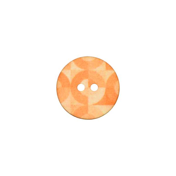 Пуговица из полиэстера, с 2 отверстиями, Кружок, 18мм, оранжевый цвет