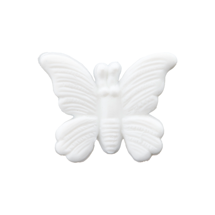 Bouton polyester pied, papillon, 19mm, blanc