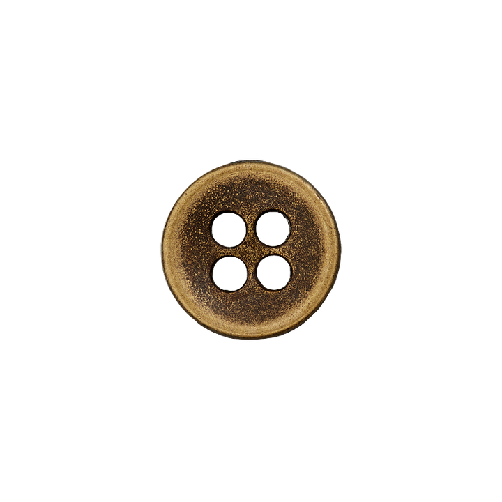 Metallknopf 4-Loch, 9mm, altmessing