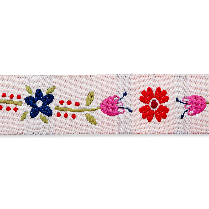 Galon jacquard Fleurs, 15mm, multicolore