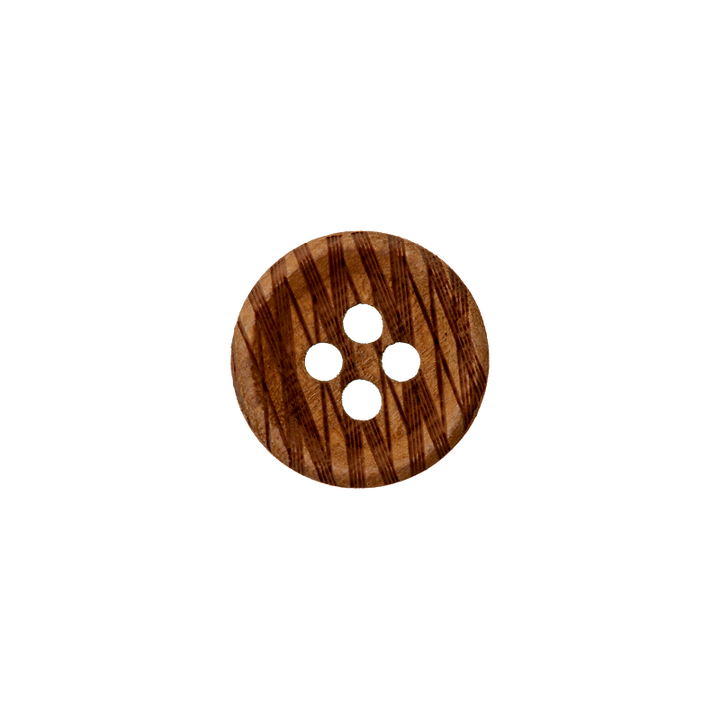 Wood button 4-holes, 12mm, medium brown