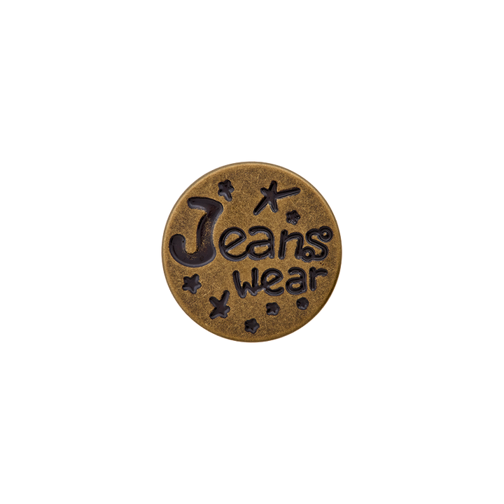Metal jeans button for screwing, Jeans wear, 17mm, antique brass