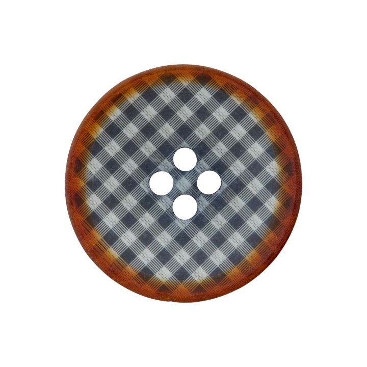 Polyester button 4-holes, Checks, 23mm, navy