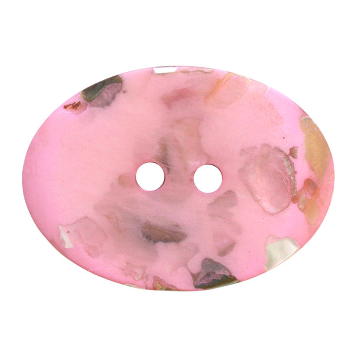 Пуговица из перламутра/полиэстера, с 2 отверстиями, переработанная из вторсырья, 25мм, цвет розовый