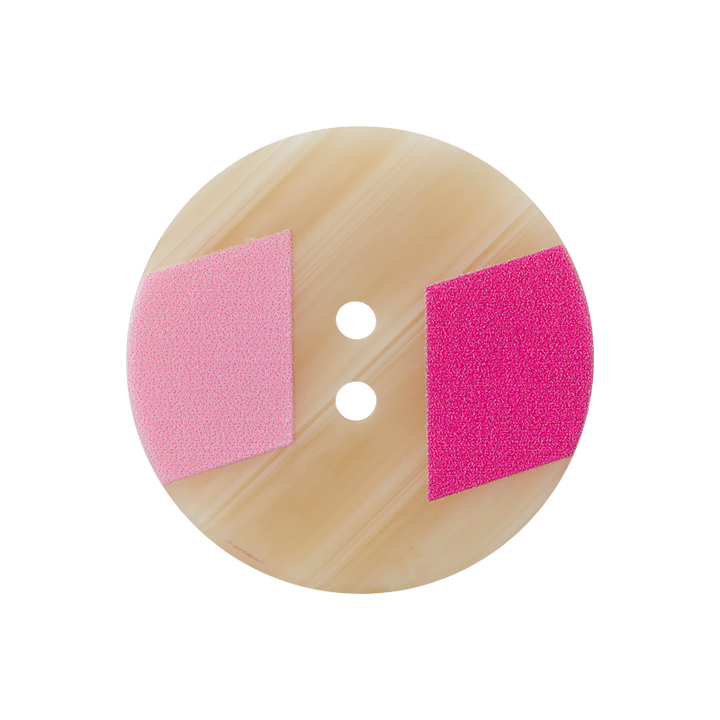 Polyester button 2-holes, 25mm, rose/pink