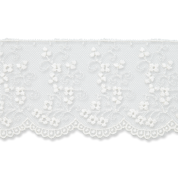 Embroidered tulle 50mm white