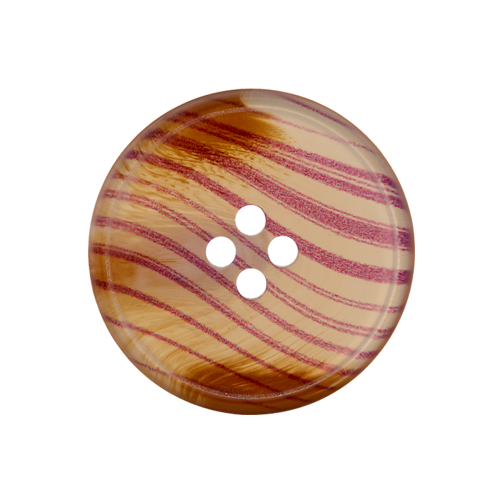 Polyester button 4-holes, Stripes, 20mm, violet