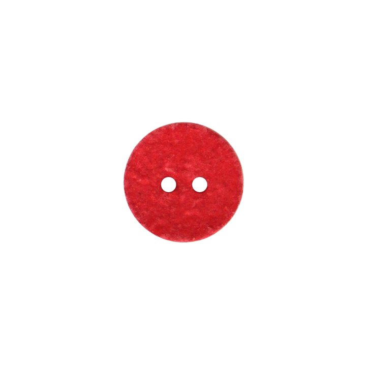Bouton coton/polyester 2-trous, recycelt, 15mm, rouge
