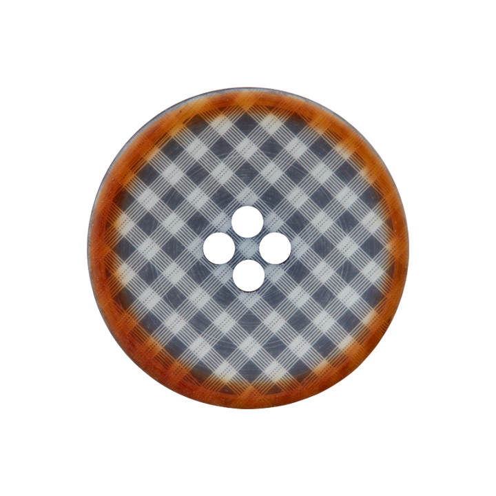 Polyester button 4-holes, Checks, 20mm, navy
