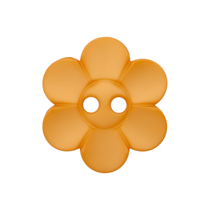 Polyester button 2-holes, Flower, 20mm, curry