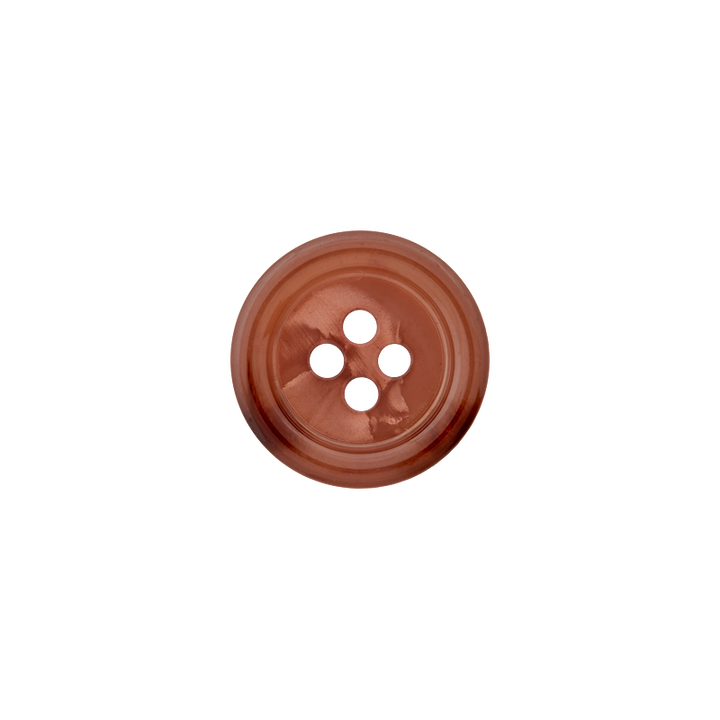 Polyester button 4-holes, 18mm, medium brown