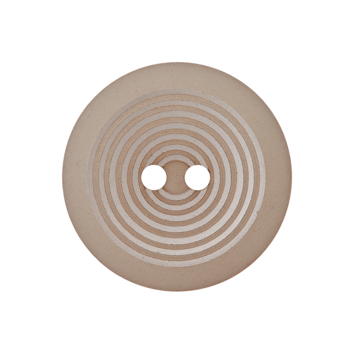 Bouton polyester 2-trous, Cercles, 23mm, gris moyen