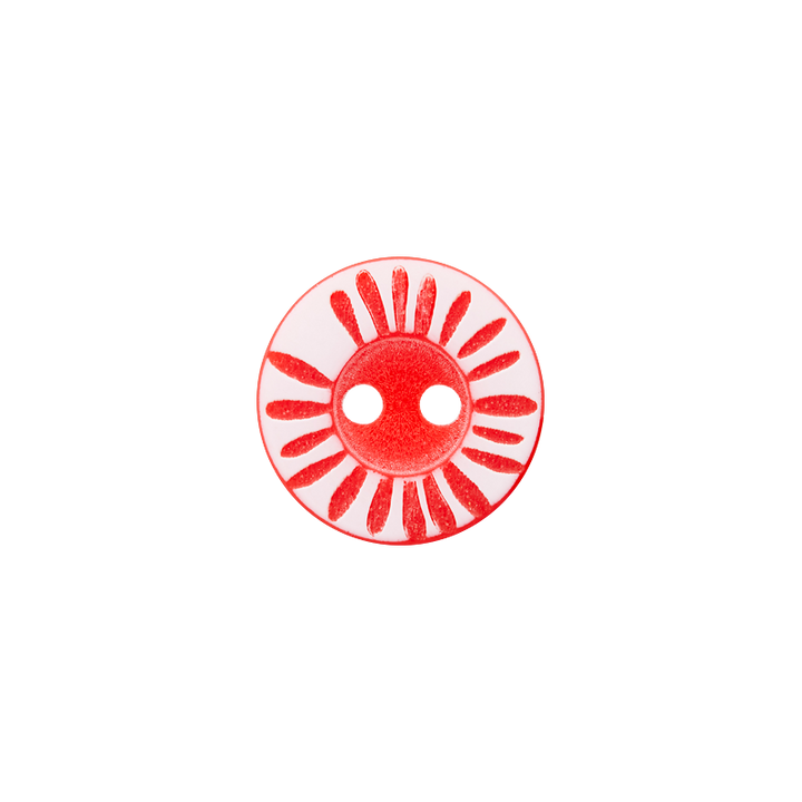 Polyester button 2-holes, Flower, 12mm, red