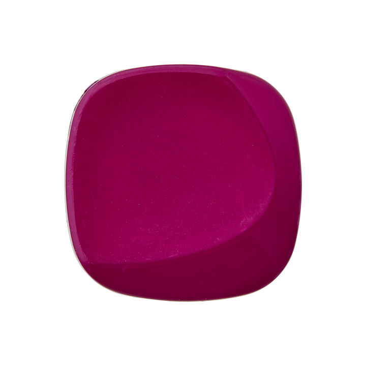 Bouton polyester pied, forme carrée, 23mm, fuchsia